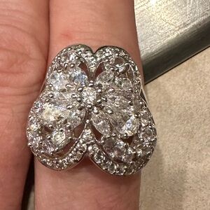 Vintage Sterling Cubic Zirconia Butterfly Ring Suzanne Somers 9